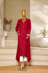 Maroon malai lawn kurta with colorful buttons from the Ramz Collection by Zananii.