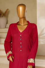 Second Maroon malai lawn kurta with colorful buttons from the Ramz Collection by Zananii.