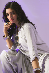 Third Dam Hama Dam Grey Short Shirt and Boho Shalwar by Zananii premium lawn women’s outfit featuring a reshmi kurta with Susi detailing, designed for comfort and contemporary appeal.