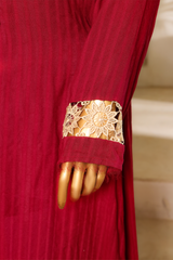 Third Maroon malai lawn kurta with colorful buttons from the Ramz Collection by Zananii.