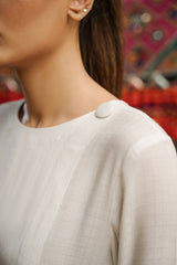 Third White Irish grip linen shirt and Barochia pants set by Zananii from the Leher Collection